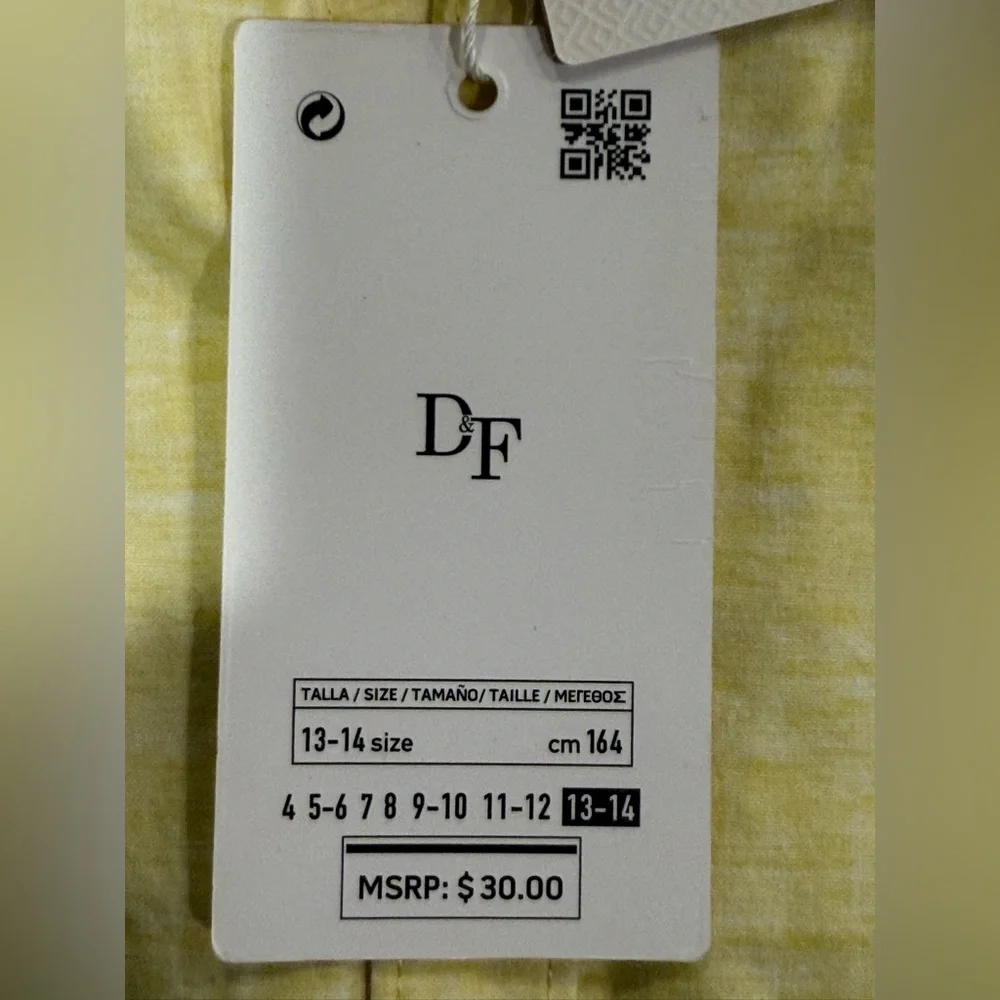 NWT Denim and Flower Rick Singh Yellow Short Sleeve‎ Shirt Size 13/14